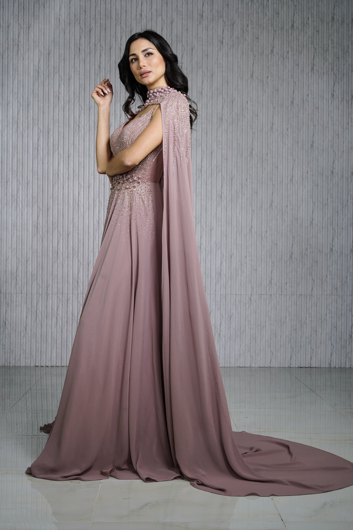 Light Brown Chiffon Dress