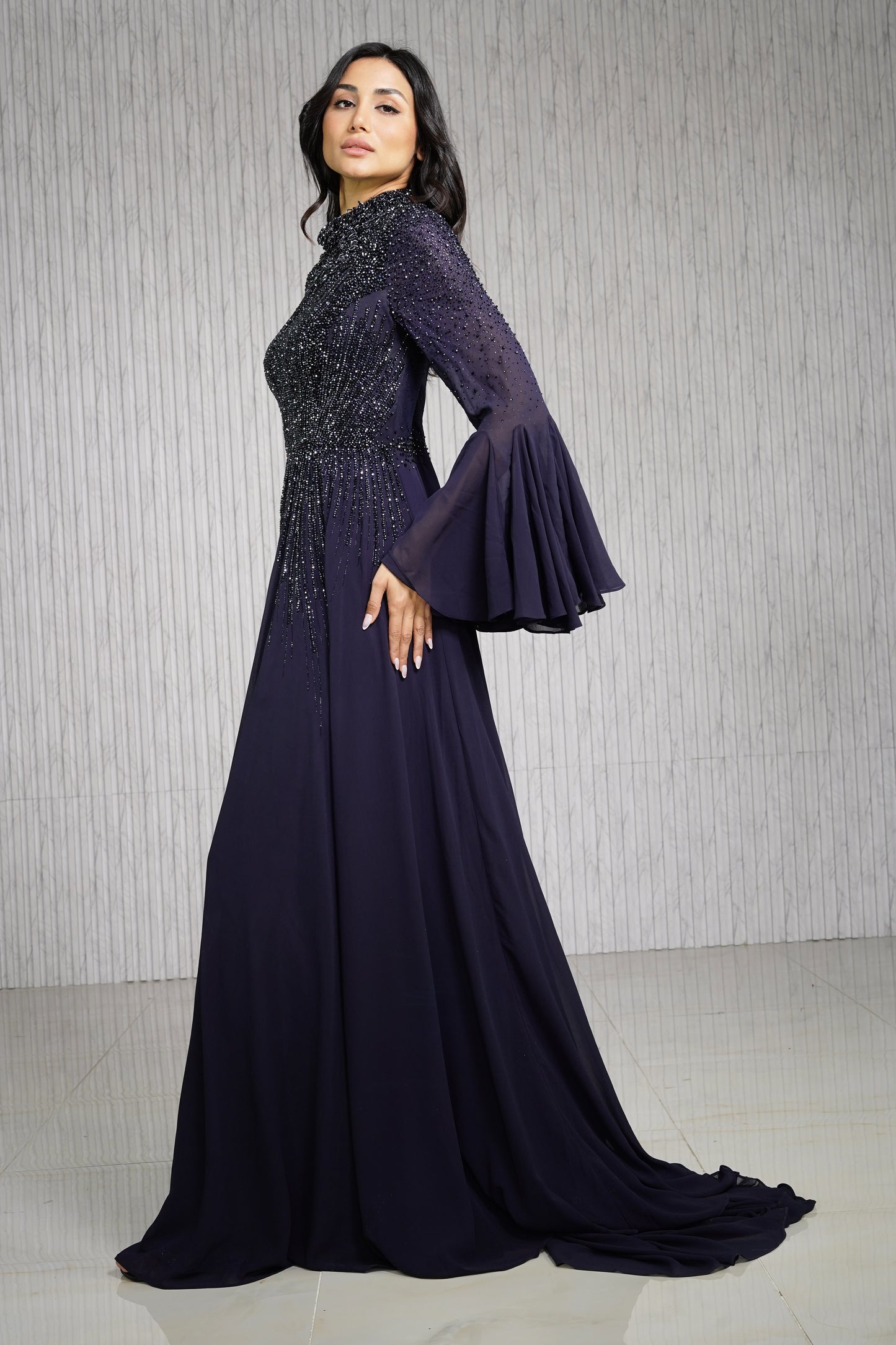 Navy Blue Chiffon Derss