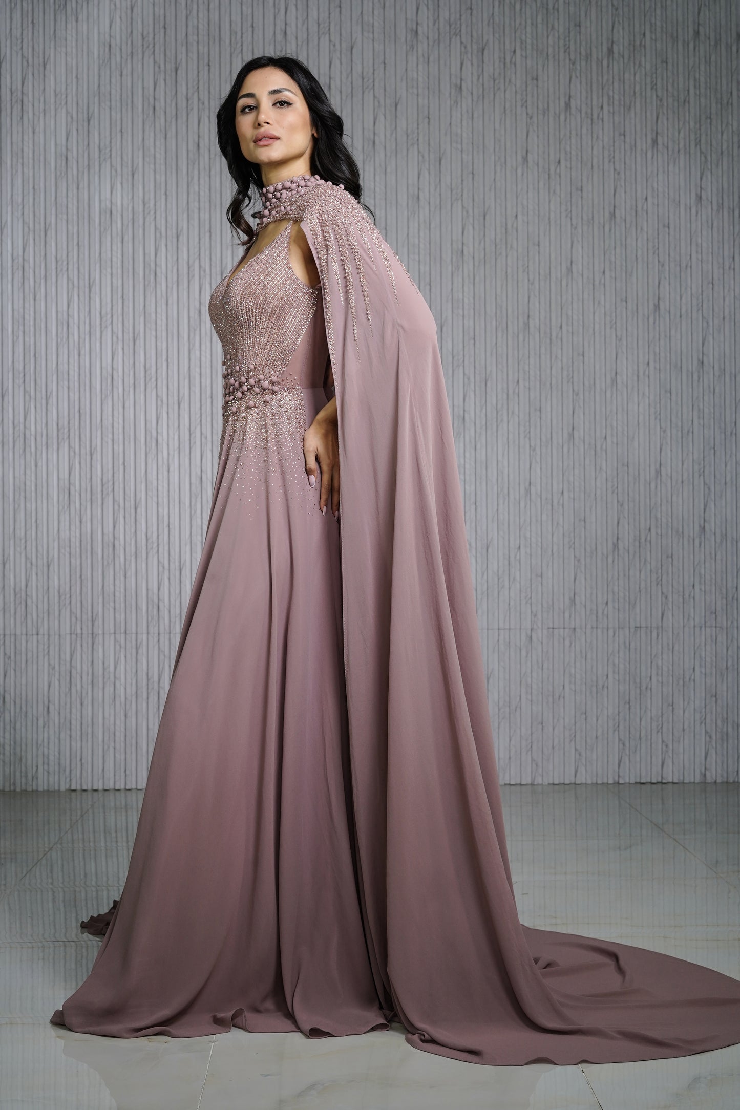 Light Brown Chiffon Dress