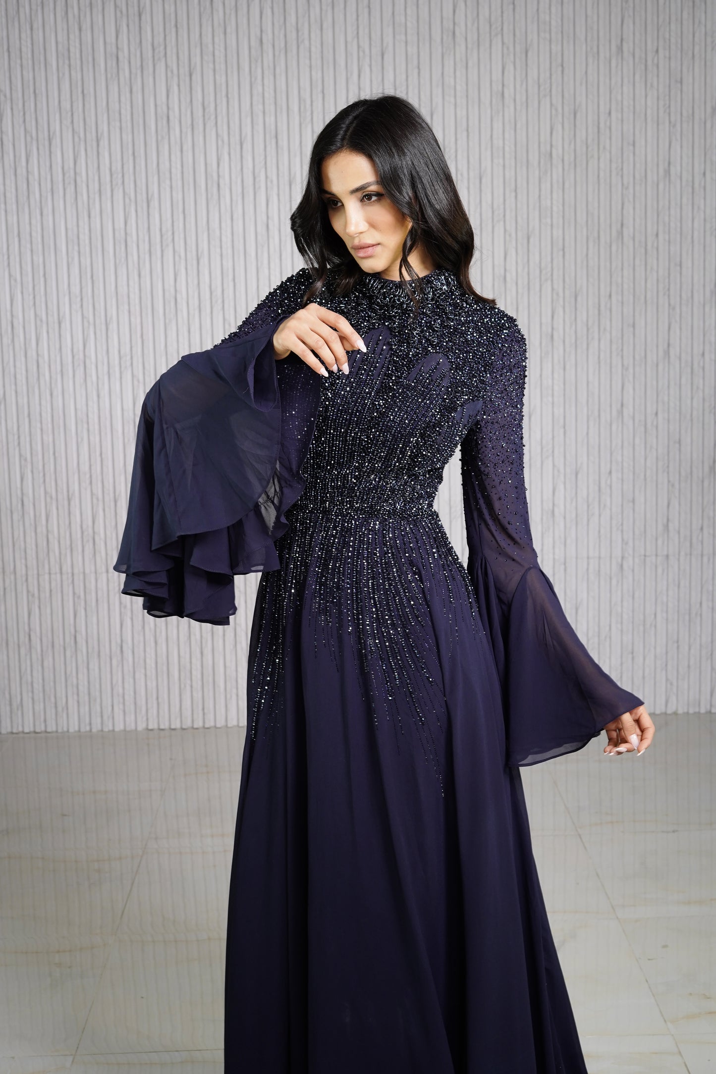 Navy Blue Chiffon Derss